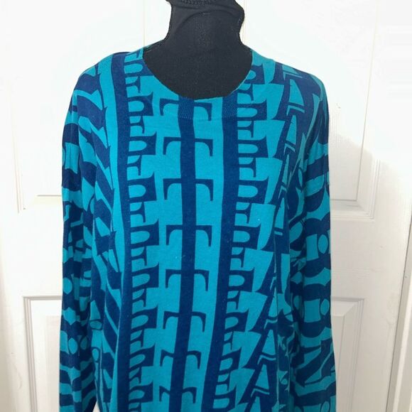 One Teaspoon Blue Long sleeve Printed Oversized Sweater(Size Medium) - Picture 7 of 8